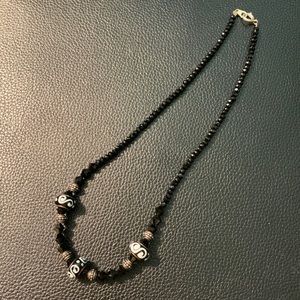 Handmade black beaded necklace